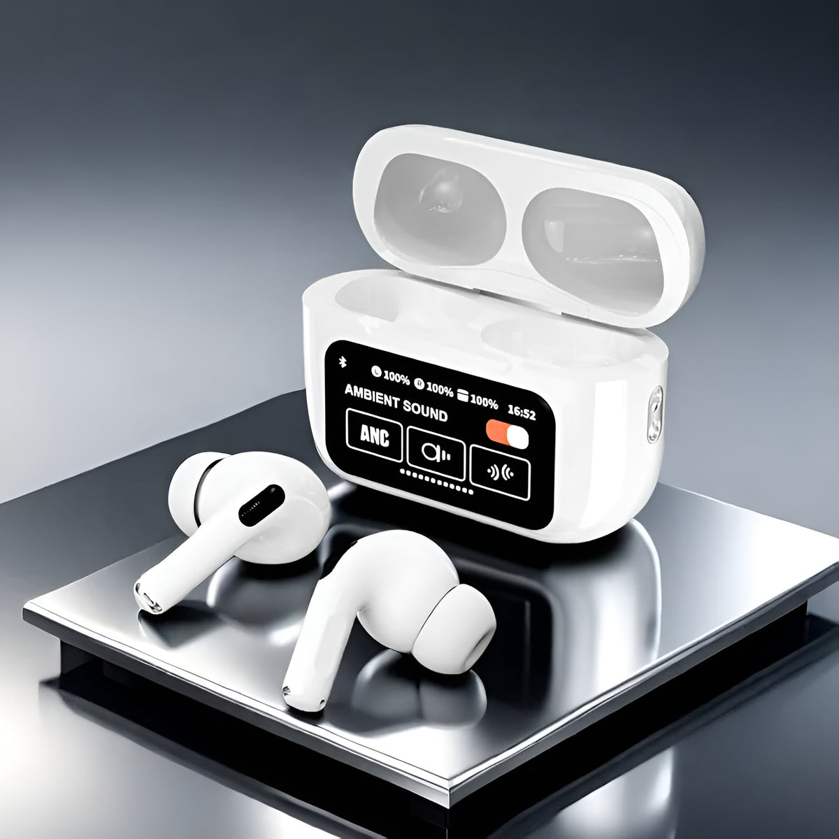 A9 Pro Wireless Earbuds with LED Display Case - White