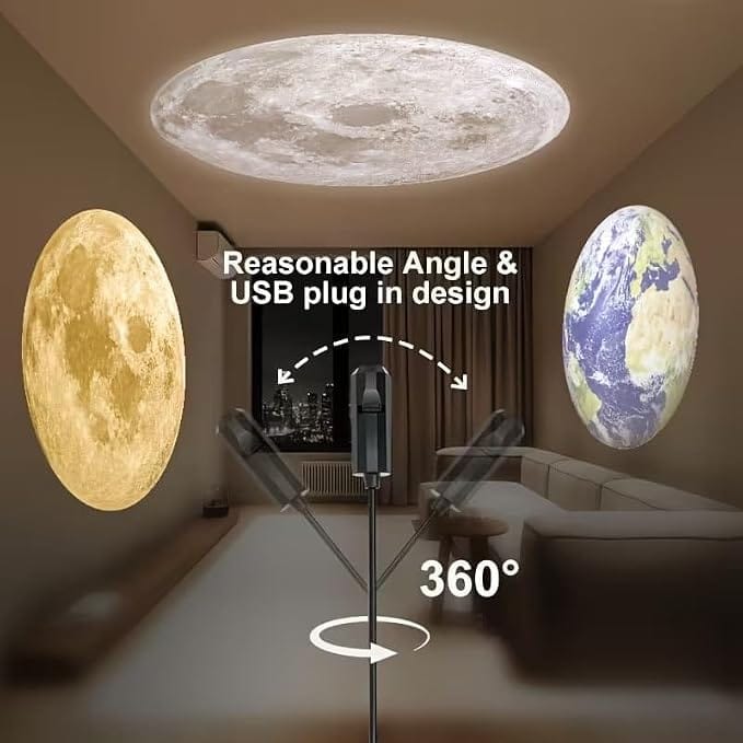 USB Ceiling Moon Earth Projection Atmosphere Light Starry Sky Lamp Night Light Romantic Bedroom Decoration Projector